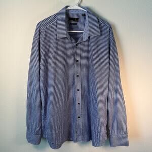 QUIETI‎ Man's Long Sleeves 100% Fine Cotton Dress Shirt. Size XXL Blue